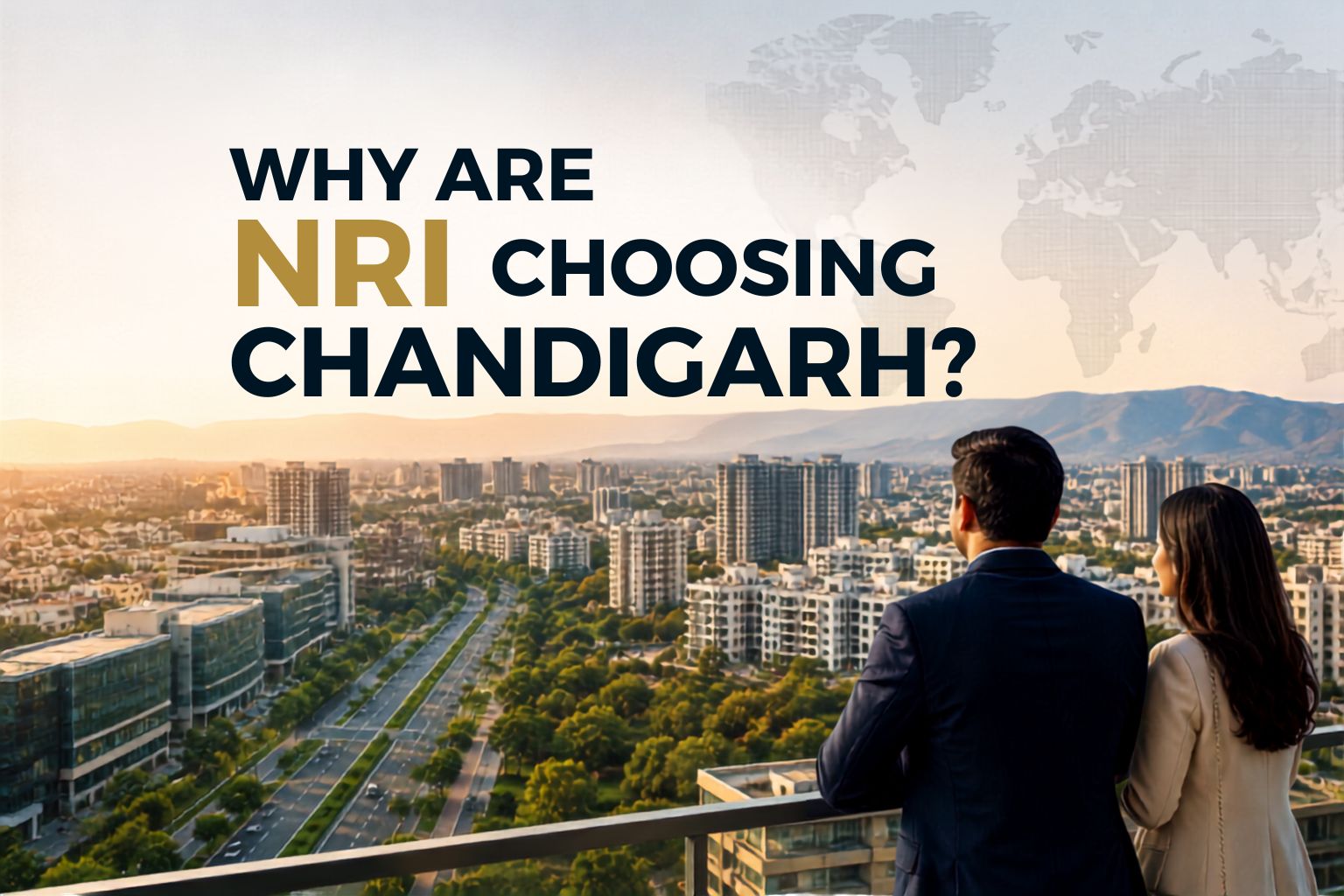 Modern Chandigarh Tricity cityscape with residential developments and greenery, representing NRI property investment in India